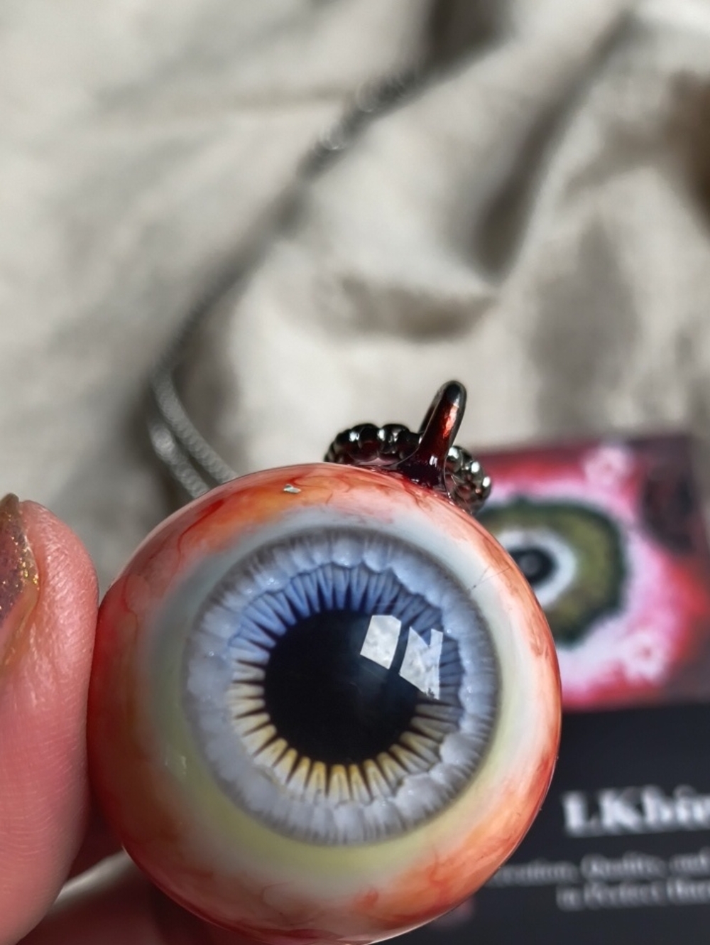 LKBIRD PHANTOM SUN REALISTIC Eyeball Necklace. 👁️ CREEPY 👁️ HORROR 👁️ - Picture 12 of 14